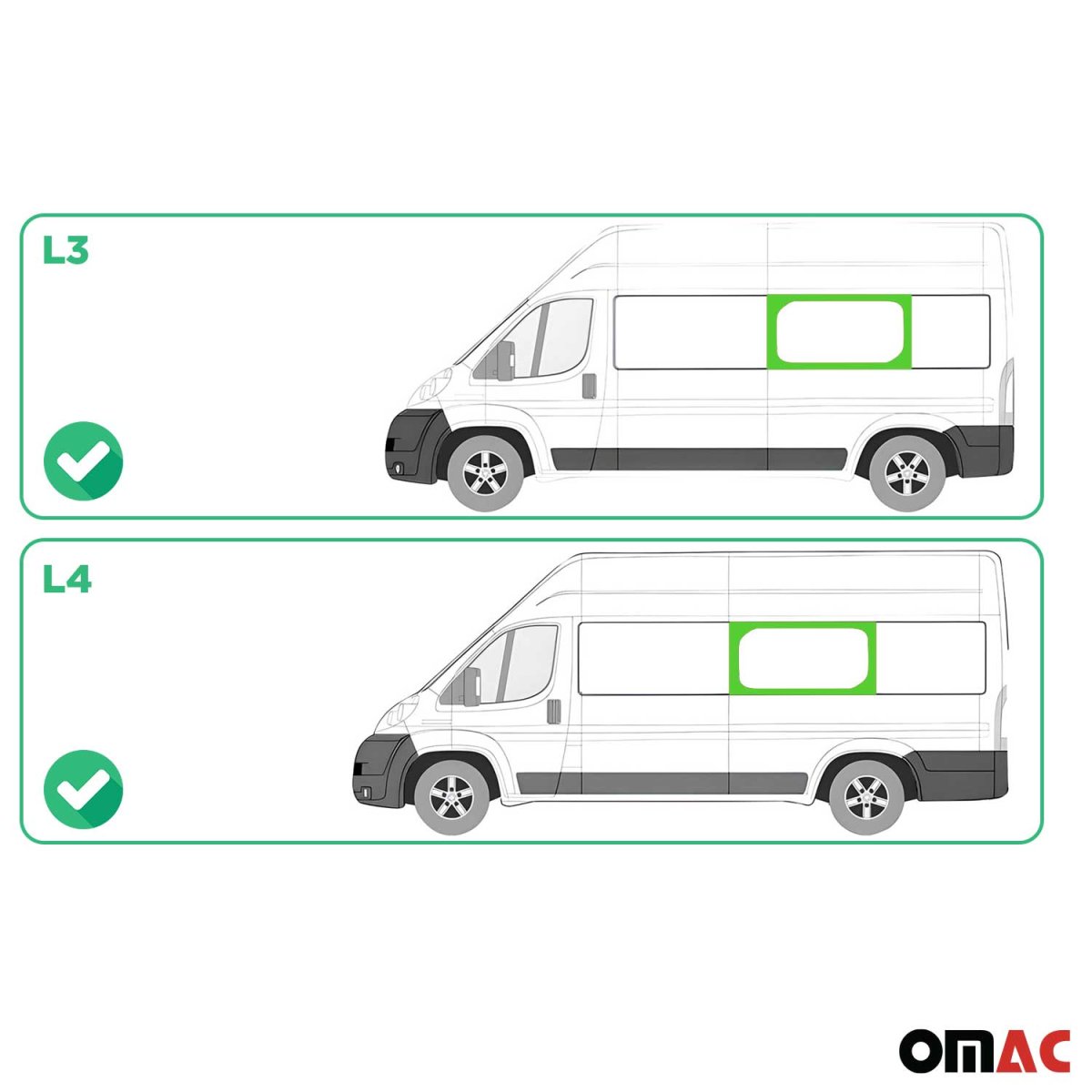 RAM PROMASTER Cargo Van Mid Side Fixed Glass - Left - Omac - Galaxy (Not For Sliding Door) - 2014-2025